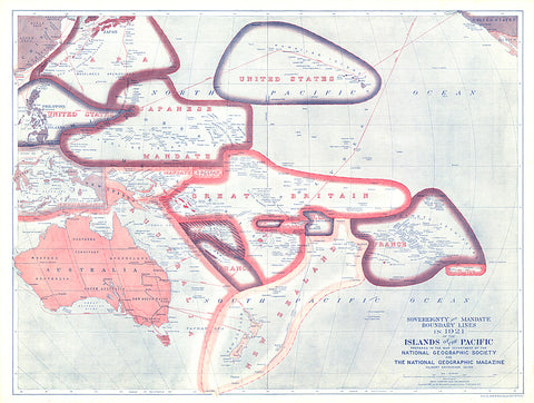 Buy map 1921 Sovereignty and Mandate Boundary Lines of the Islands of the Pacific