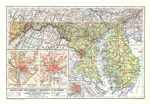 Buy map 1927 Maryland, Delaware and District of Columbia Map