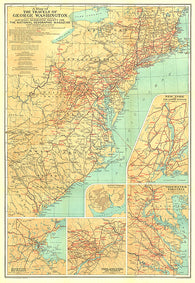 Buy map 1932 Travels of George Washington Map