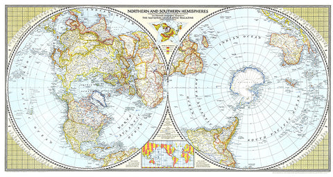 Buy map 1943 Northern and Southern Hemispheres Map