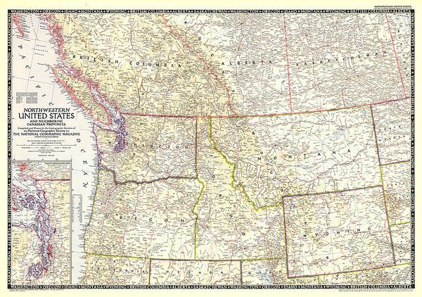 Buy map 1950 Northwestern United States and Canadian Provinces Map