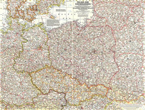 Buy map 1958 Poland and Czechoslovakia Map