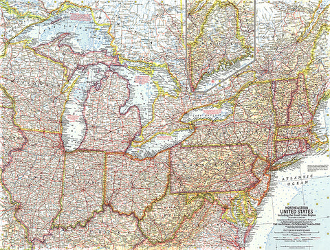 Buy map 1959 Northeastern United States Map