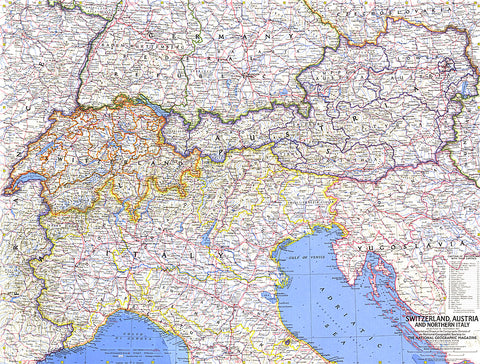 Buy map 1965 Switzerland, Austria, and Northern Italy Map