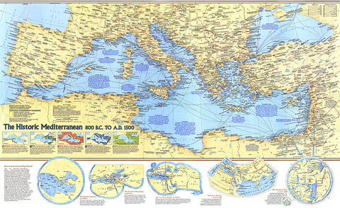 Buy map 1982 Historic Mediterranean, 800 BC to AD 1500 Map