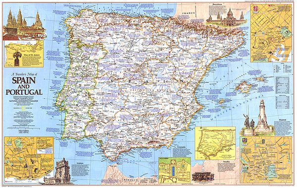 Buy map 1984 Travelers Map of Spain and Portugal