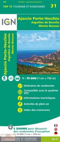 Buy map Ajaccio - Porto-Vecchio - Aiguilles de Bavella - Monte Renoso, France 1:75,000 Topographic Map #31