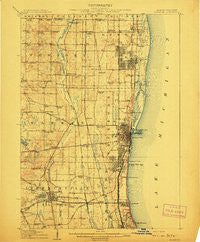 Waukegan Illinois Historical topographic map, 1:62500 scale, 15 X 15 Minute, Year 1908