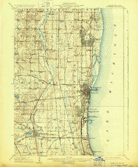 Waukegan Illinois Historical topographic map, 1:62500 scale, 15 X 15 Minute, Year 1908