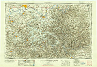 Evansville Indiana Historical topographic map, 1:250000 scale, 1 X 2 Degree, Year 1954