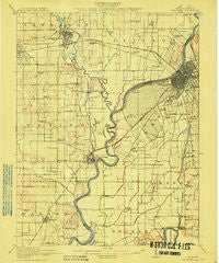 Vincennes Indiana Historical topographic map, 1:62500 scale, 15 X 15 Minute, Year 1915