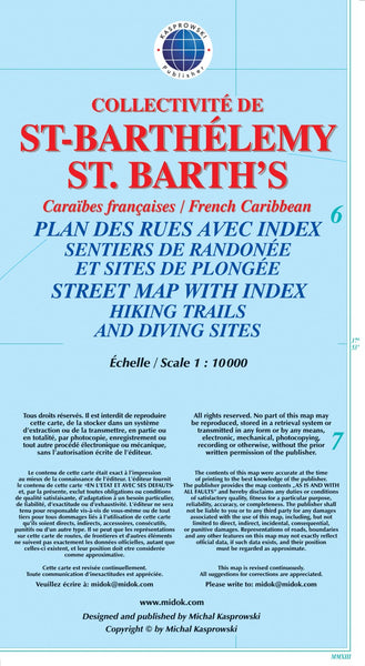 Buy map St Barths, French Caribbean, Street map