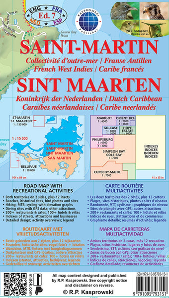Buy map Saint Martin : French Caribbean, Dutch Caribbean : road map with street