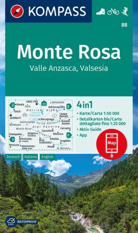Buy map Monte Rosa hiking map (Kompass 88)