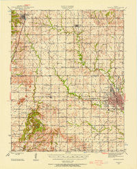 Parsons Kansas Historical topographic map, 1:62500 scale, 15 X 15 Minute, Year 1945