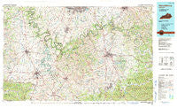 Harrodsburg Kentucky Historical topographic map, 1:100000 scale, 30 X 60 Minute, Year 1991