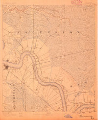 Donaldsonville Louisiana Historical topographic map, 1:62500 scale, 15 X 15 Minute, Year 1892