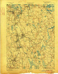 Abington Massachusetts Historical topographic map, 1:62500 scale, 15 X 15 Minute, Year 1893