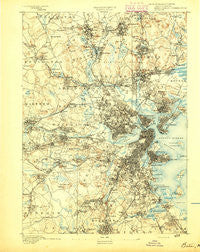 Boston Massachusetts Historical topographic map, 1:62500 scale, 15 X 15 Minute, Year 1893