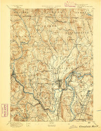 Greenfield Massachusetts Historical topographic map, 1:62500 scale, 15 X 15 Minute, Year 1894