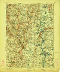 Holyoke Massachusetts Historical topographic map, 1:125000 scale, 30 X 30 Minute, Year 1901
