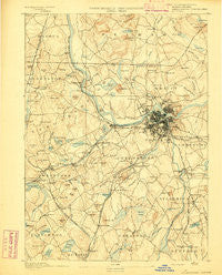 Lowell Massachusetts Historical topographic map, 1:62500 scale, 15 X 15 Minute, Year 1893