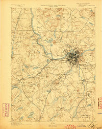 Lowell Massachusetts Historical topographic map, 1:62500 scale, 15 X 15 Minute, Year 1893