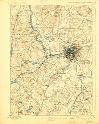 Lowell Massachusetts Historical topographic map, 1:62500 scale, 15 X 15 Minute, Year 1893