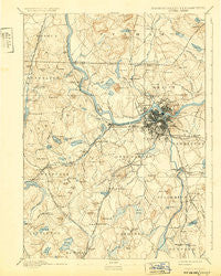 Lowell Massachusetts Historical topographic map, 1:62500 scale, 15 X 15 Minute, Year 1893