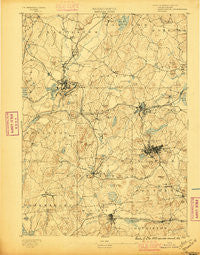 Marlboro Massachusetts Historical topographic map, 1:62500 scale, 15 X 15 Minute, Year 1896