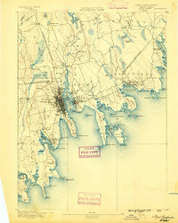 New Bedford Massachusetts Historical topographic map, 1:62500 scale, 15 X 15 Minute, Year 1888