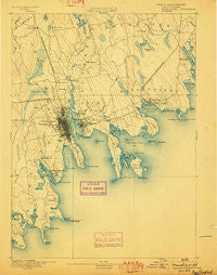 New Bedford Massachusetts Historical topographic map, 1:62500 scale, 15 X 15 Minute, Year 1893