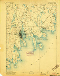New Bedford Massachusetts Historical topographic map, 1:62500 scale, 15 X 15 Minute, Year 1893