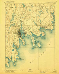New Bedford Massachusetts Historical topographic map, 1:62500 scale, 15 X 15 Minute, Year 1893