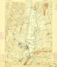 Northampton Massachusetts Historical topographic map, 1:62500 scale, 15 X 15 Minute, Year 1891