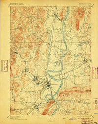 Northampton Massachusetts Historical topographic map, 1:62500 scale, 15 X 15 Minute, Year 1895