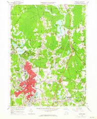 Taunton Massachusetts Historical topographic map, 1:24000 scale, 7.5 X 7.5 Minute, Year 1962