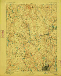 Worcester Massachusetts Historical topographic map, 1:62500 scale, 15 X 15 Minute, Year 1892