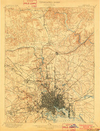 Baltimore Maryland Historical topographic map, 1:62500 scale, 15 X 15 Minute, Year 1899