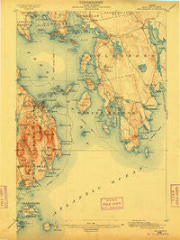Bar Harbor Maine Historical topographic map, 1:62500 scale, 15 X 15 Minute, Year 1904