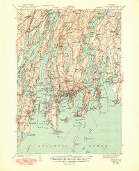 Boothbay Maine Historical topographic map, 1:62500 scale, 15 X 15 Minute, Year 1943