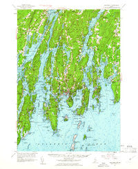 Boothbay Maine Historical topographic map, 1:62500 scale, 15 X 15 Minute, Year 1957