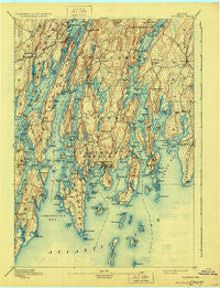 Boothbay Maine Historical topographic map, 1:62500 scale, 15 X 15 Minute, Year 1893