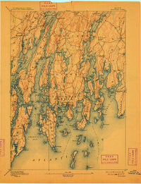 Boothbay Maine Historical topographic map, 1:62500 scale, 15 X 15 Minute, Year 1893