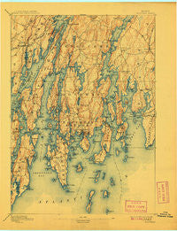 Boothbay Maine Historical topographic map, 1:62500 scale, 15 X 15 Minute, Year 1893