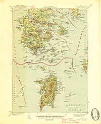 Deer Isle Maine Historical topographic map, 1:62500 scale, 15 X 15 Minute, Year 1944