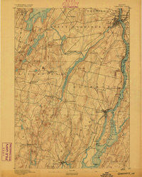 Gardiner Maine Historical topographic map, 1:62500 scale, 15 X 15 Minute, Year 1892