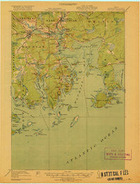 Machias Maine Historical topographic map, 1:62500 scale, 15 X 15 Minute, Year 1918