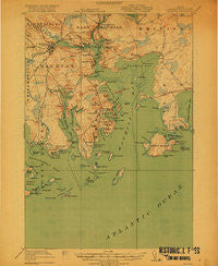 Machias Maine Historical topographic map, 1:62500 scale, 15 X 15 Minute, Year 1918