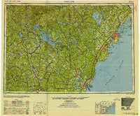 Portland Maine Historical topographic map, 1:250000 scale, 1 X 2 Degree, Year 1949